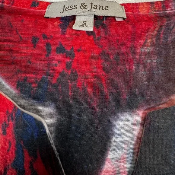 Jess &‎ Jane Abstract Print Tunic Top Womens Size S Multicolor Made in USA - Picture 4 of 7